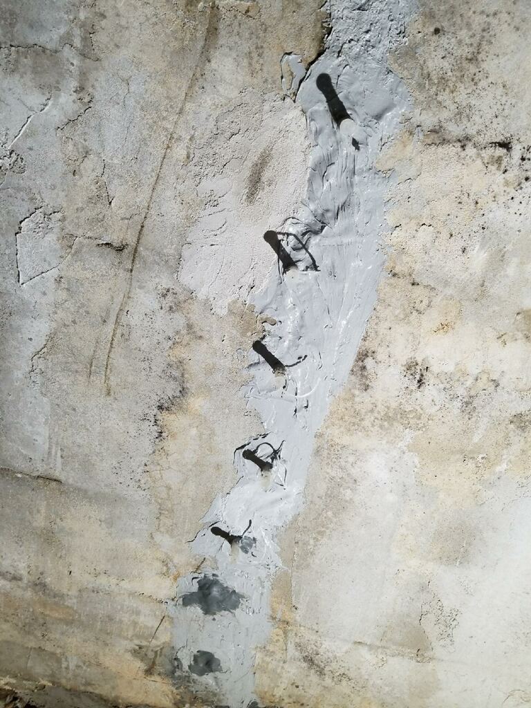 Finished Epoxy Repair in Cracked Concrete Retaining Wall 3
